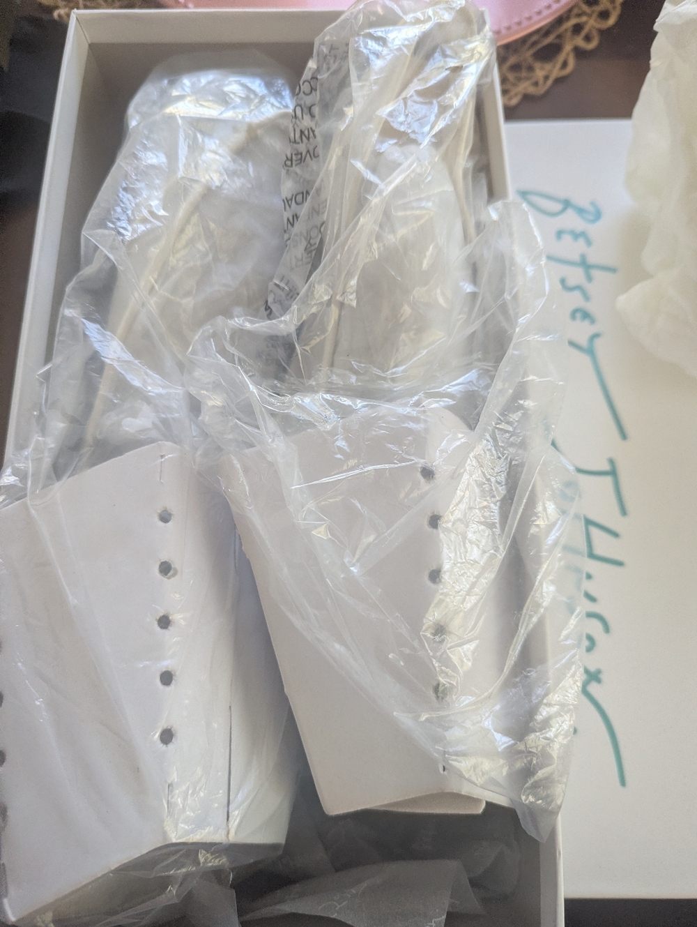 Betsey Johnson White Floral Embellished Slingback Heels - Picture 2 of 4
